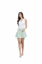 Short Saia Feminino Curto com Recorte e Abertura Elegante Cores:Verde - G