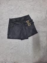 Short Saia Feminino De material sintético Tecido Cirrê com Fivela Strass Moda Femenina