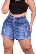 Short Saia feminino jeans plus size Tamires - Lavanda Alecrim