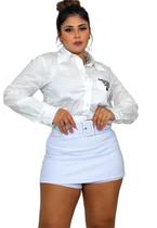 Short Saia Feminino Malha Pop Curto Cinto Encapado Removível