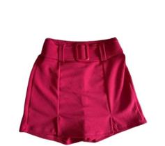 Short saia feminino tecido crepe com cinto fixado