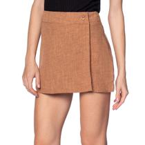 Short Saia Feminino The Style Box Transpassado Marrom Short Saia Feminino The Style Box Transpassado Marrom