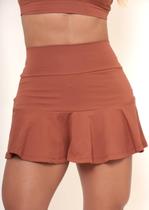 Short Saia Fitness Rodada Feminina Academia Modeladora Tamanho: G Cor:Marrom