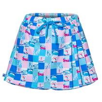 Short Saia Harmoni Estampada Em Tecido Elástico Macio Cós Elástico Com Cordão Ajustável Feminino Anemoss