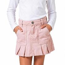 Short Saia Infantil Sarja Rosa Claro Pregas e Bolsos Mania Tamanho:12 anos Short Saia Infantil Sarja Rosa Claro Pregas e Bolsos Mania Tamanho:12 anos