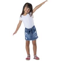 Short Saia Jeans Estonado Infantil Menina Tam 4 a 12 - Mania Kids