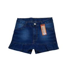 Short Saia Jeans Meninas Infantil Juvenil Babado Tamanho 10 AO 16 (7516)