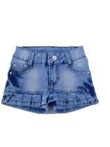 Short Saia Jeans Meninas Juvenil Babado na barra Tamanho 10 12 14 16 (7515) - review jeans