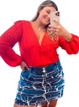 Short Saia Jeans Plus Size, Destroyed - Tam. 48