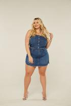 Short saia jeans Plus Size Margô