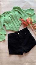 Short saia jeans preto Short saia jeans preto