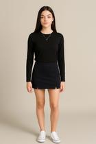 Short Saia Juvenil Confortável com Fenda Frontal Moda Casual Elegante