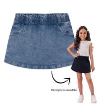 Short Saia Kukiê em Jeans com Elastano Azul Jeans Short Saia Kukiê em Jeans com Elastano Azul Jeans