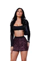 Short Saia paetê brilhoso e neoprene malha femenina G