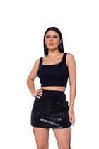 Short Saia paetê e neoprene malha femenina G