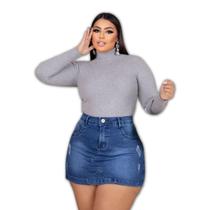 Short Saia Plus Size Feminino Cintura Alta com Lycra