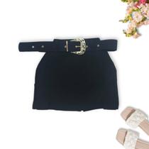 Short Saia Plus Size Feminino Com 2 Fenda Lateral e Cinto Short Saia Plus Size Feminino Com 2 Fenda Lateral e Cinto