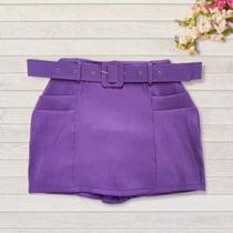 Short Saia Plus Size Frente e Costas/trás com Cinto e Bolso 0071 -