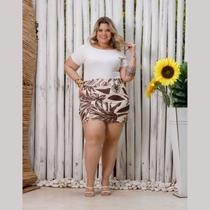 Short Saia Plus Size Luxo Estampado em Tecido Liz Short Saia Plus Size Luxo Estampado em Tecido Liz