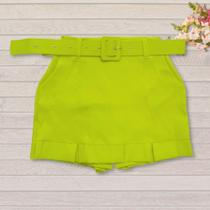 Short Saia Plus Size Saia Babado Frente com Cinto e Bolso Short Saia Plus Size Saia Babado Frente com Cinto e Bolso