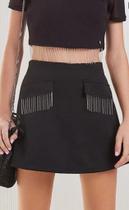 Short saia preto com franjas Short saia preto com franjas