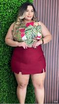 Short saia Tam plus size vermelho