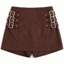 Short Saia Veludo Fivelas Cor:MarromTamanho:2 - Cmkids Short Saia Veludo Fivelas Cor:MarromTamanho:2 - Cmkids