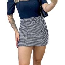 Short Saia Xadrez Feminina com Cinto Malha Jacquard Short Saia Xadrez Feminina com Cinto Malha Jacquard