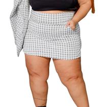 Short Saia Xadrez Feminino Plus Size Tamanho Grande Moda Gringa Blogueira