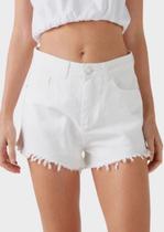 Short Sarja Branco Feminino Adulto Cintura Alta Short Sarja Branco Feminino Adulto Cintura Alta