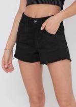 Short Sarja Preta Feminina Adulto