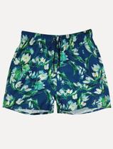 Short Sergio K Masculino Beachwear Folhagem Floral Azul Escuro Short Sergio K Masculino Beachwear Folhagem Floral Azul Escuro