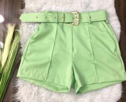 Short Shortinho Cinto Metal Dourado Moda Alfaitaria Short Shortinho Cinto Metal Dourado Moda Alfaitaria