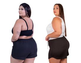 Short Shortinho De Praia Barato TamanhoGrande E Short Canelado Moda Verão Soltinho