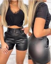 Short Shortinho Ecologico Social Cinto Feminino cirre