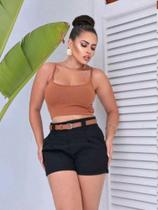 Short Shortinho Feminino Alfaiataria com Cinto Shorts Tendencia Comportado - M&K Shop Short Shortinho Feminino Alfaiataria com Cinto Shorts Tendencia Comportado - M&K Shop