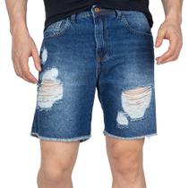 Short Slim Zune Jeans Masculino Destroyed Desfiado Casual