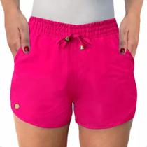Short Tactel Feminino Liso 2 Bolsos Moda Verão Praia Piscina