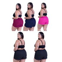 Short Tactel Feminino Plus Size Moda Bermuda Soltinha Praia Piscina Kit 5 Atacado Revenda