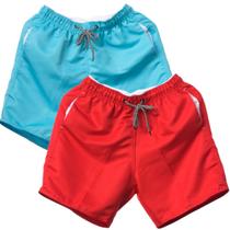 Short Tactel Masculino Liso Praia Banho Kit com 2