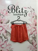 Short Tecido Cós Elástico Cor Goiaba Tamanho 38