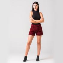 Short Veludo Feminino Disparate Barra Dobrada Estilo