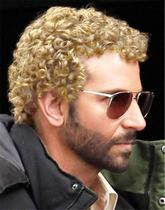Short Wig Swiking Curly Afro Light Blonde para homens