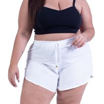 Shortinho De Banho Feminino Plus Size Short Praia Para Reveillon Ano Novo Branco