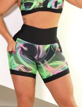 Shortinho Feminino com Cós Alto Estampado com Bolsos Laterais