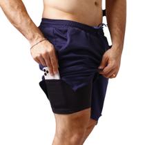 Shorts 2 em 1 Masculino Fitness Compressão Corrida Treino Academia Secagem Rápida