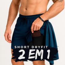 Shorts Academia Masculino Bermuda 2 em 1 Corrida Treino Compressão Dryfit