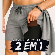 Shorts Academia Masculino Bermuda 2 em 1 Corrida Treino Compressão Dryfit