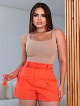 Shorts Alfaiataria com Cinto de Cordinha Tendência Verão Versátil para Todas as Estações e Ocasiões - Fashionissima