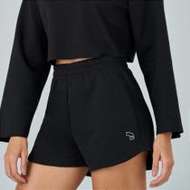 Shorts Alto Giro Moletom Detalhe Holográfico WT26 Preto Shorts Alto Giro Moletom Detalhe Holográfico WT26 Preto